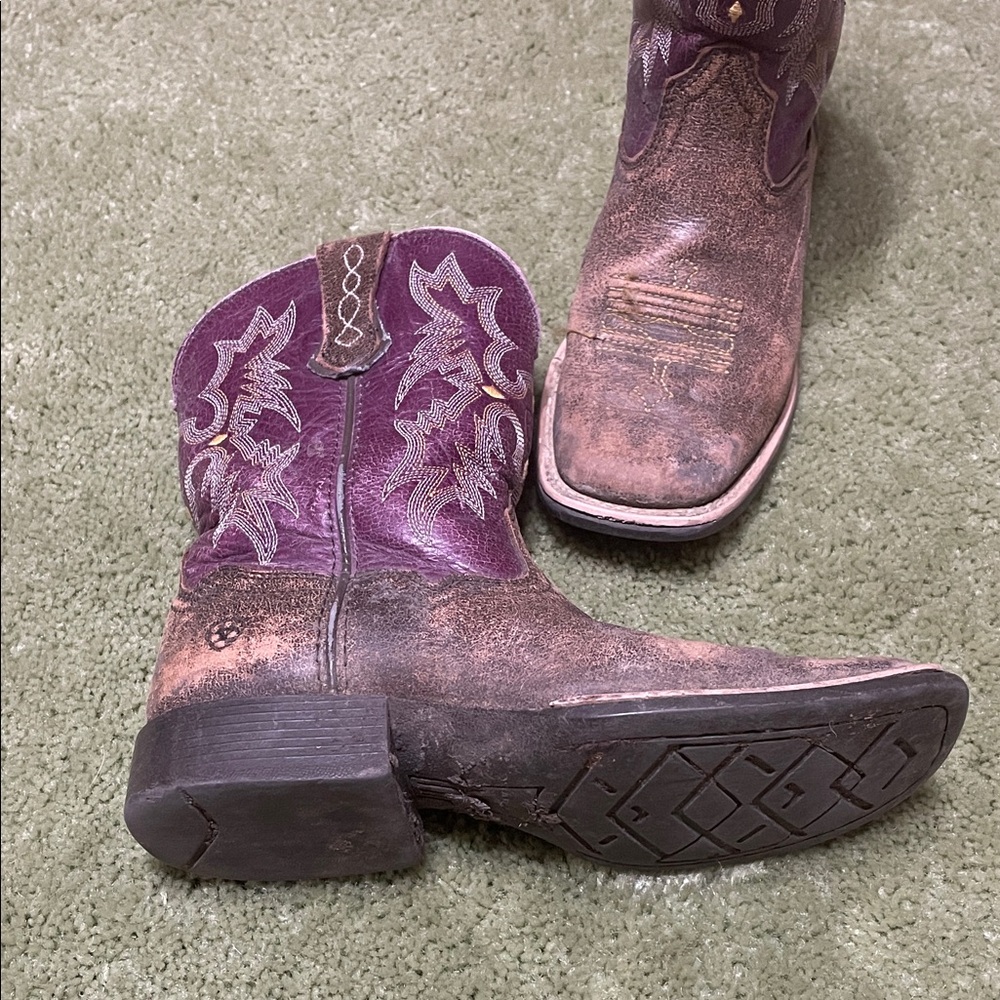 Ariat Kids Brown and Purple Boots - Picture 2 of 5